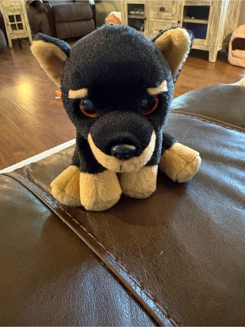 Plush Black and Tan Dog Toy - Soft Stuffed Puppy 6in Doberman